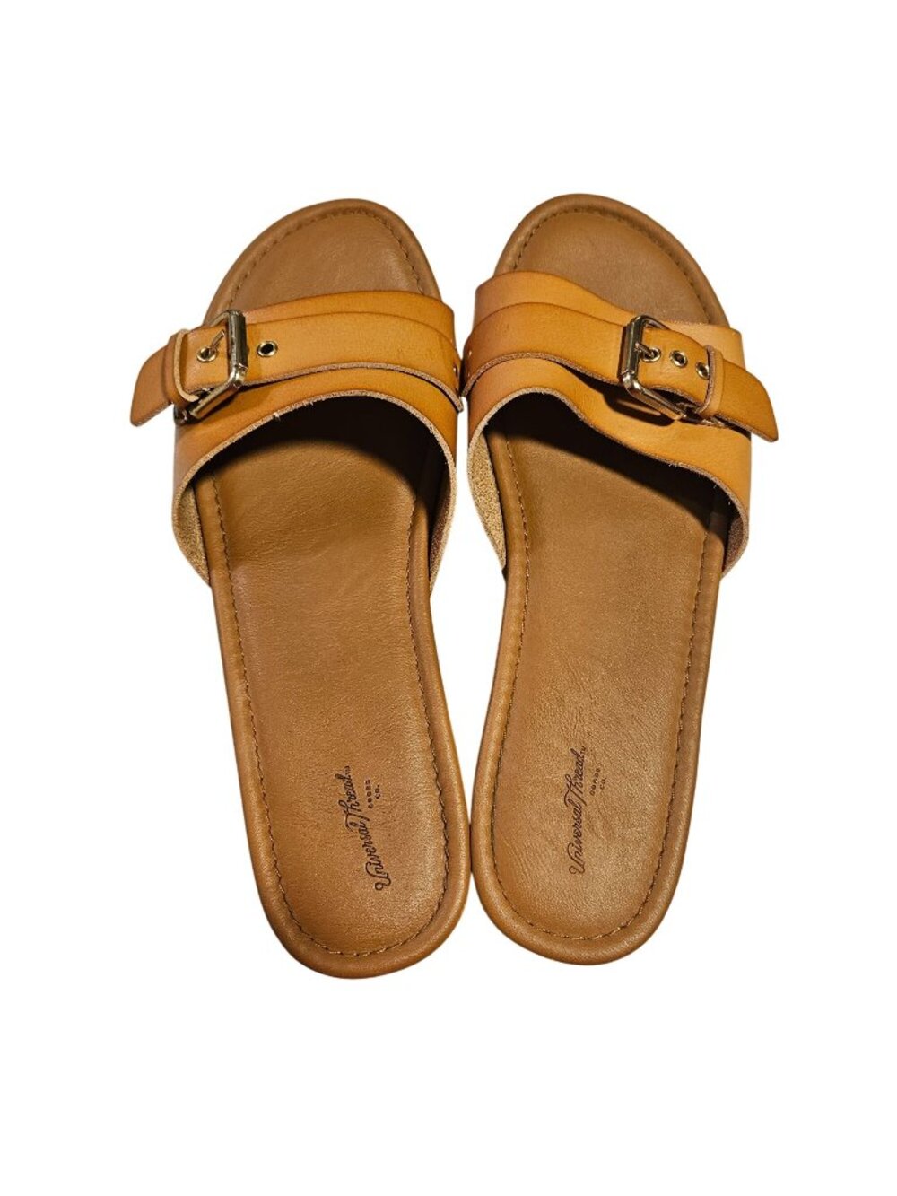 Woman's Universal Threads vacation summer casual buckle strap round toe slides 1